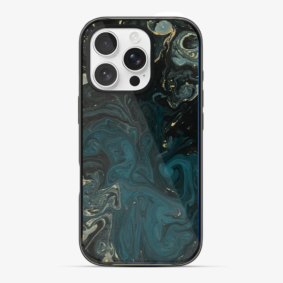 354-gc-all_5454082a-c9e4-4563-97dc-b71e03158248 Dark Teal Gold Marble Glass Case - Image 1
