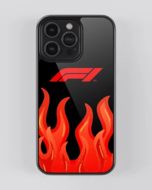F1 Logo On Fire Glass Case