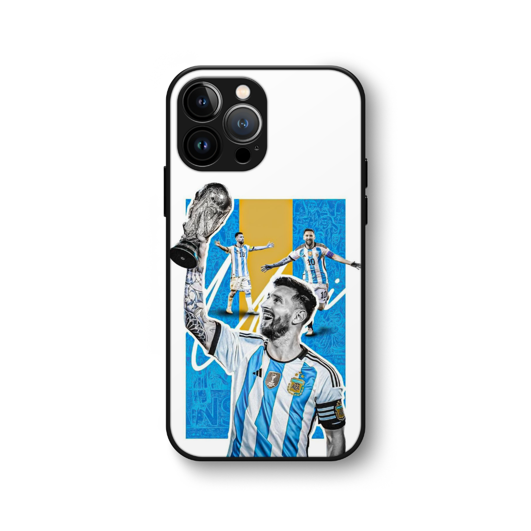 Messi Blue Sketch Glass Case Messi Blue Sketch Glass Case - Image 1